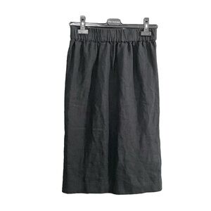 (SOLD) J CREW Linen Midi Pencil Skirt Black S